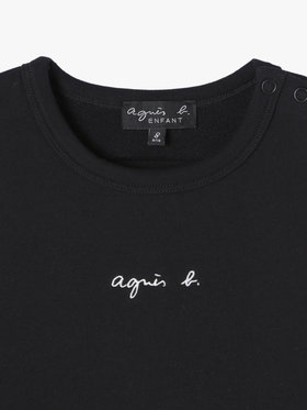 ENFANT ガールズ キッズ ロゴ コットン ノースリーブ ワンピース "Fily" ブラック