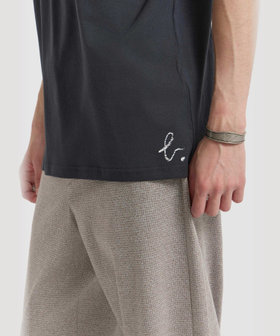 HOMME メンズ メンズ メッセージ プリント コットン 半袖 Tシャツ "enjoy life" グレー