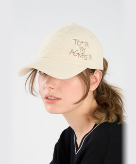 To b. by agnès b. コーデュロイ ロゴ キャップ ホワイト