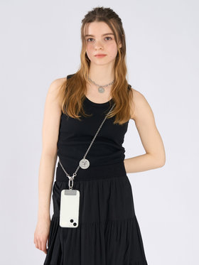 To b. by agnès b. カラー ロゴ モバイルストラップ シルバー