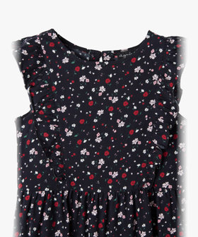 ENFANT ガールズ キッズ フラワープリント コットン ノースリーブ ワンピース ブラック