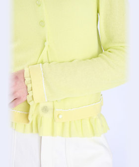 To b. by agnès b. シアー リブ 長袖 ニット カーディガン イエロー