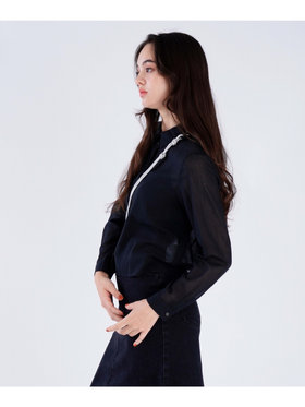 To b. by agnès b. 【Outlet】シアー コットン ロングスリーブ シャツ ブラック