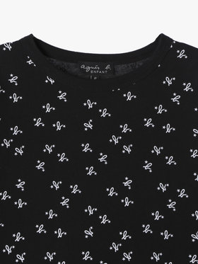 ENFANT ユニセックス キッズ 総柄プリント オーガニックコットン 長袖Tシャツ ブラック