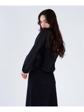 To b. by agnès b. 【Outlet】シアー コットン ロングスリーブ シャツ ブラック