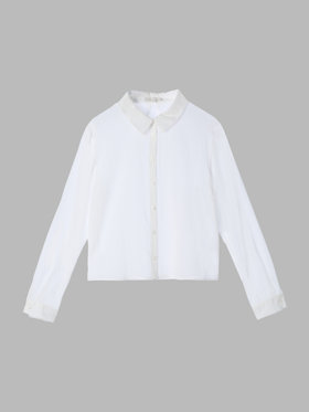 To b. by agnès b. 【Outlet】シアー コットン ロングスリーブ シャツ ホワイト