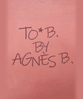 To b. by agnès b. マルチカラー ロゴ ポーチ ピンク