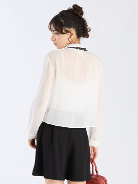 To b. by agnès b. 【Outlet】シアー コットン ロングスリーブ シャツ ホワイト