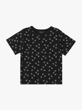 ENFANT ユニセックス キッズ 総柄プリント オーガニックコットン 半袖Tシャツ ブラック