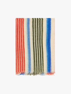 FEMME ウィメンズ ストライプ リネン コットン ストール "Meri" ブルー