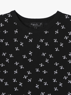ENFANT ユニセックス キッズ 総柄プリント オーガニックコットン 半袖Tシャツ ブラック