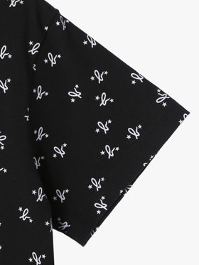 ENFANT ユニセックス キッズ 総柄プリント オーガニックコットン 半袖Tシャツ ブラック