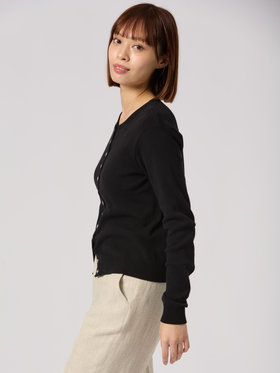 FEMME ウィメンズ コットン ニット 長袖 カーディガンプレッション "Swing" ブラック