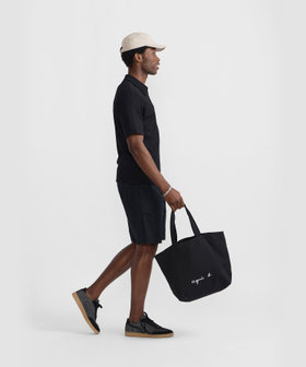 HOMME メンズ メンズ コットン リブ 半袖 ポロシャツ "Docker" ブラック