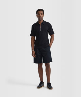 HOMME メンズ メンズ コットン リブ 半袖 ポロシャツ "Docker" ブラック