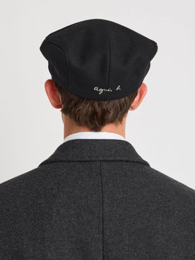 HOMME メンズ ウール ハンチング "Yann" ブラック