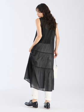 To b. by agnès b. 【Outlet】シアー コットン ロングワンピース ブラック