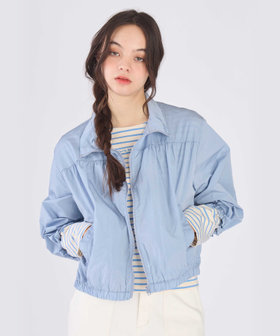 To b. by agnès b. シアー ナイロン パフィー ブルゾン ブルー