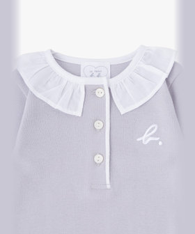 ENFANT ベビー ベビー "b." ロゴ コットン 長袖 コンビネゾン グレー