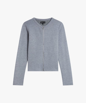 FEMME ウィメンズ コットン リネン メルトン 長袖 カーディガン "Alizee" グレー系その他