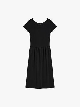 FEMME ウィメンズ ジャージー クレープ 半袖 ワンピース "Pilar" ブラック