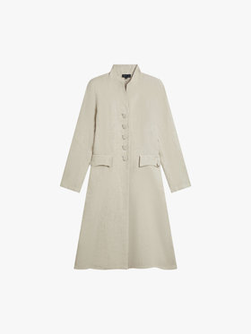 FEMME ウィメンズ リネン スタンドカラー フロックコート "Redingote" ブラウン系その他