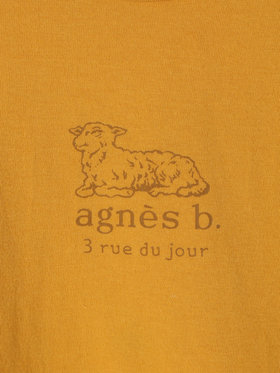 ENFANT ユニセックス キッズ ロゴ コットン 半袖 Tシャツ Agneau マスタード