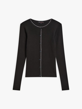 FEMME ウィメンズ 【Outlet】コットン ウール 長袖 リブカーディガン "Berthillon" ブラック