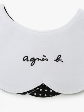 ENFANT ベビー ベビー ロゴ刺繍 スカラップ リバーシブルスタイ ブラック