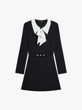 FEMME ウィメンズ ボウタイ クレープ ワンピース "New Etincelle" ブラック