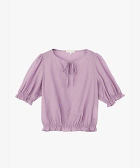 To b. by agnès b. コットン シフォン パフィー 半袖 ブラウス パープル系その他