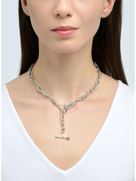 FEMME ウィメンズ ツイスト フープ ネックレス "Anchor Knot" シルバー