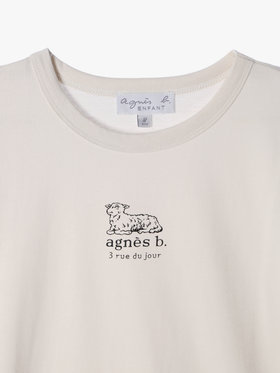 ENFANT ユニセックス キッズ ロゴ コットン 半袖 Tシャツ Agneau ベージュ