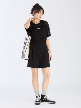 To b. by agnès b. 【Outlet】シアー ニット メッセージ プルオーバー "j'adore paris" ブラック