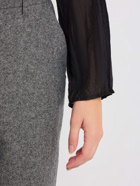 FEMME ウィメンズ シルク スタンドカラー 長袖 ブラウス ”Josepha” ブラック