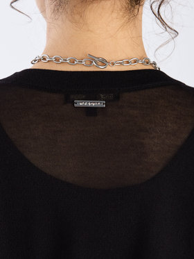 To b. by agnès b. 【Outlet】シアー ニット メッセージ プルオーバー "j'adore paris" ブラック