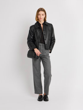 FEMME ウィメンズ シルク スタンドカラー 長袖 ブラウス ”Josepha” ブラック