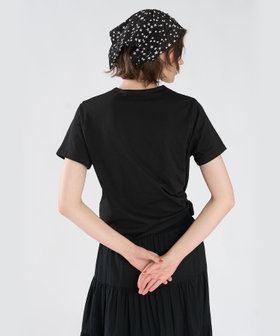 To b. by agnès b. ロゴ刺繍 ハート プリント コットン 半袖 Tシャツ ブラック