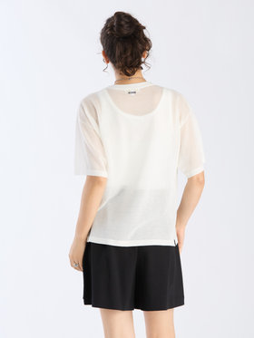 To b. by agnès b. 【Outlet】シアー ニット メッセージ プルオーバー "j'adore paris" ホワイト