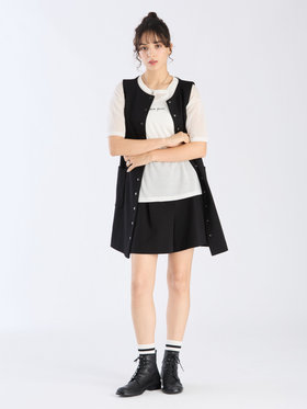 To b. by agnès b. 【Outlet】シアー ニット メッセージ プルオーバー "j'adore paris" ホワイト