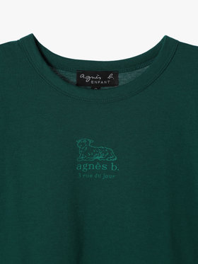 ENFANT ユニセックス キッズ ロゴ コットン 半袖 Tシャツ Agneau グリーン