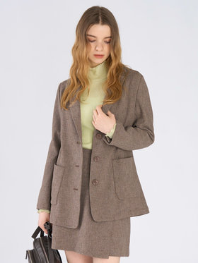 To b. by agnès b. ミックスツイード テーラードジャケット ベージュ