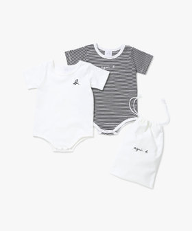 ENFANT ベビー WEB限定 ベビーギフトボックス スタイ・ボディスーツ2枚組・哺乳瓶  3点セット ホワイト
