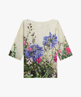 FEMME ウィメンズ フォトプリント ジャージー 長袖 ボートネック Tシャツ "Oceania" マルチ