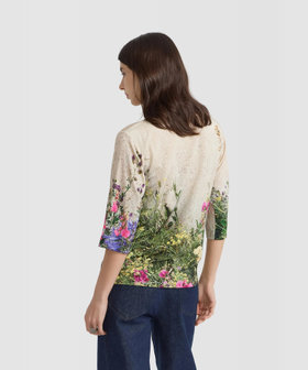 FEMME ウィメンズ フォトプリント ジャージー 長袖 ボートネック Tシャツ "Oceania" マルチ