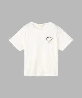 To b. by agnès b. ロゴ刺繍 ハート プリント コットン 半袖 Tシャツ ホワイト
