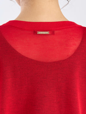 To b. by agnès b. 【Outlet】シアー ニット メッセージ プルオーバー "j'adore paris" レッド