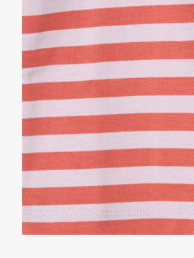 ENFANT ベビー ベビー 細ボーダー コットン 半袖 Tシャツ コーラルピンク