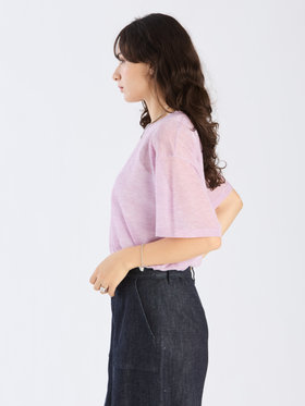 To b. by agnès b. 【Outlet】シアー ニット メッセージ プルオーバー "j'adore paris" パープル系その他