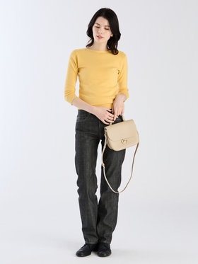 FEMME ウィメンズ 【Outlet】コットン ニット 7分袖 ボートネック プルオーバー "Badiane" イエロー系その他